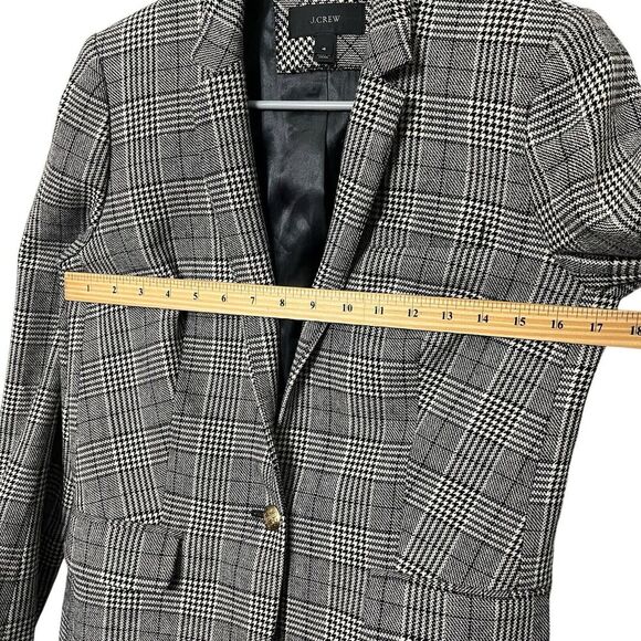 J.Crew Regent Blazer Size 4 Gray Glen Plaid Wool Blend One Button Lined Jacket - Picture 8 of 13